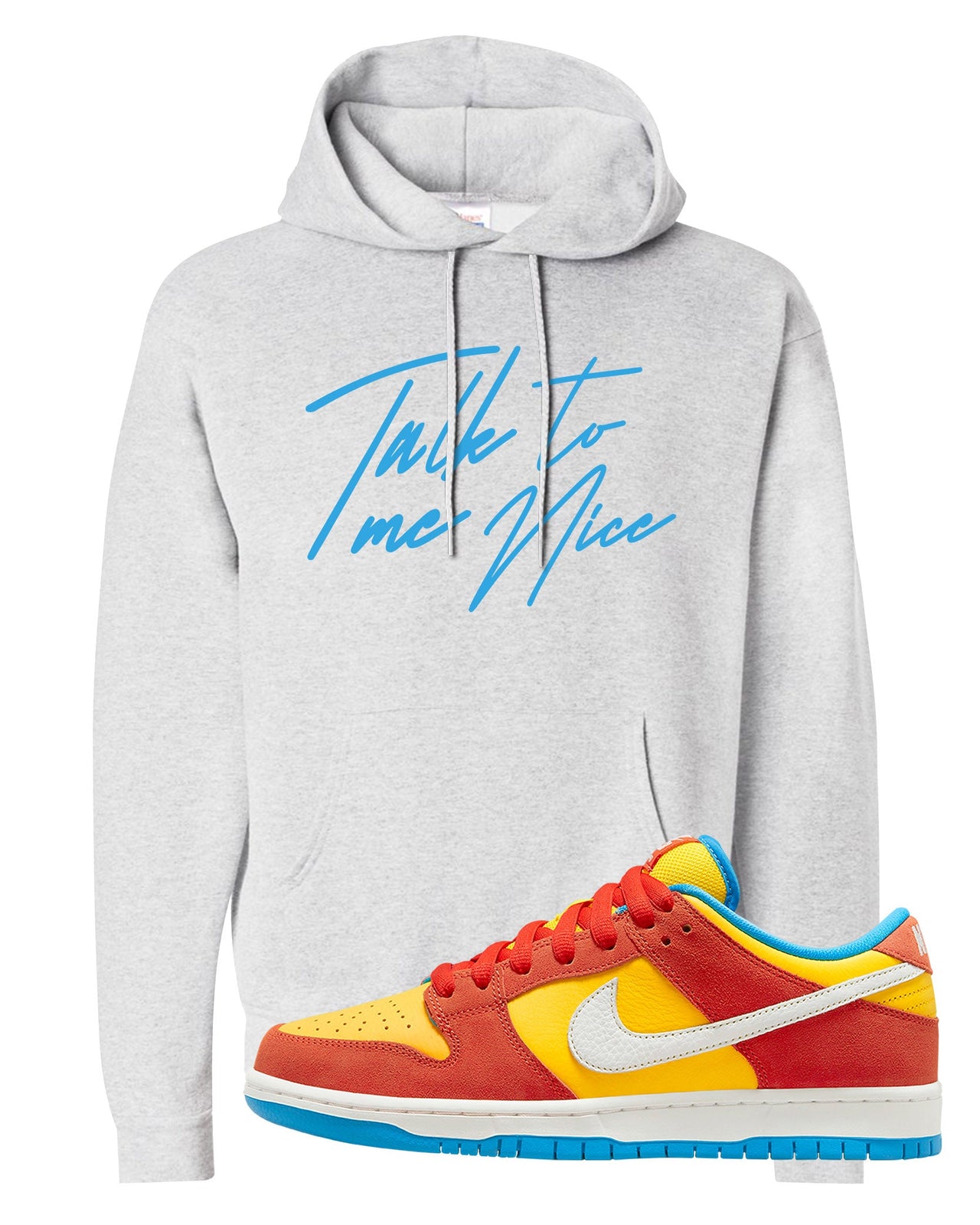 Habanero Red Gold Blue Low Dunks Hoodie | Talk To Me Nice, Ash