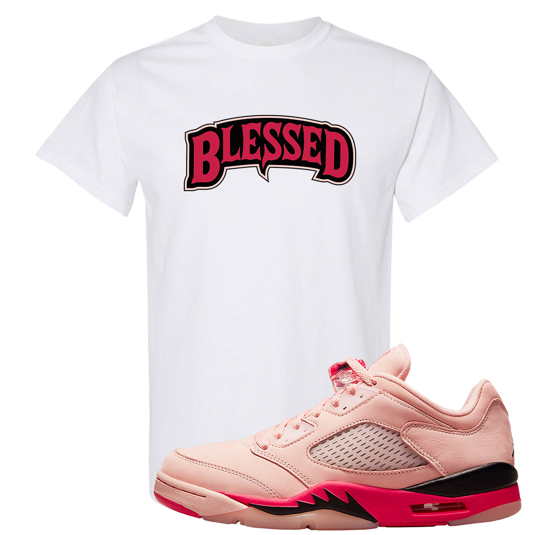 Arctic Pink Low 5s T Shirt | Blessed Arch, White