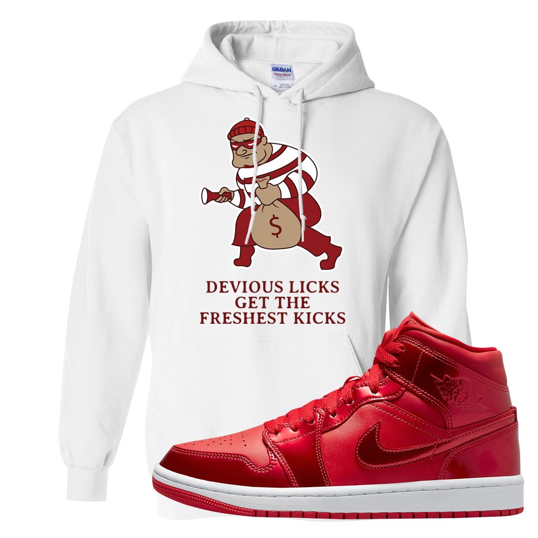 University Red Pomegranate Mid 1s Hoodie | Devious Licks, White