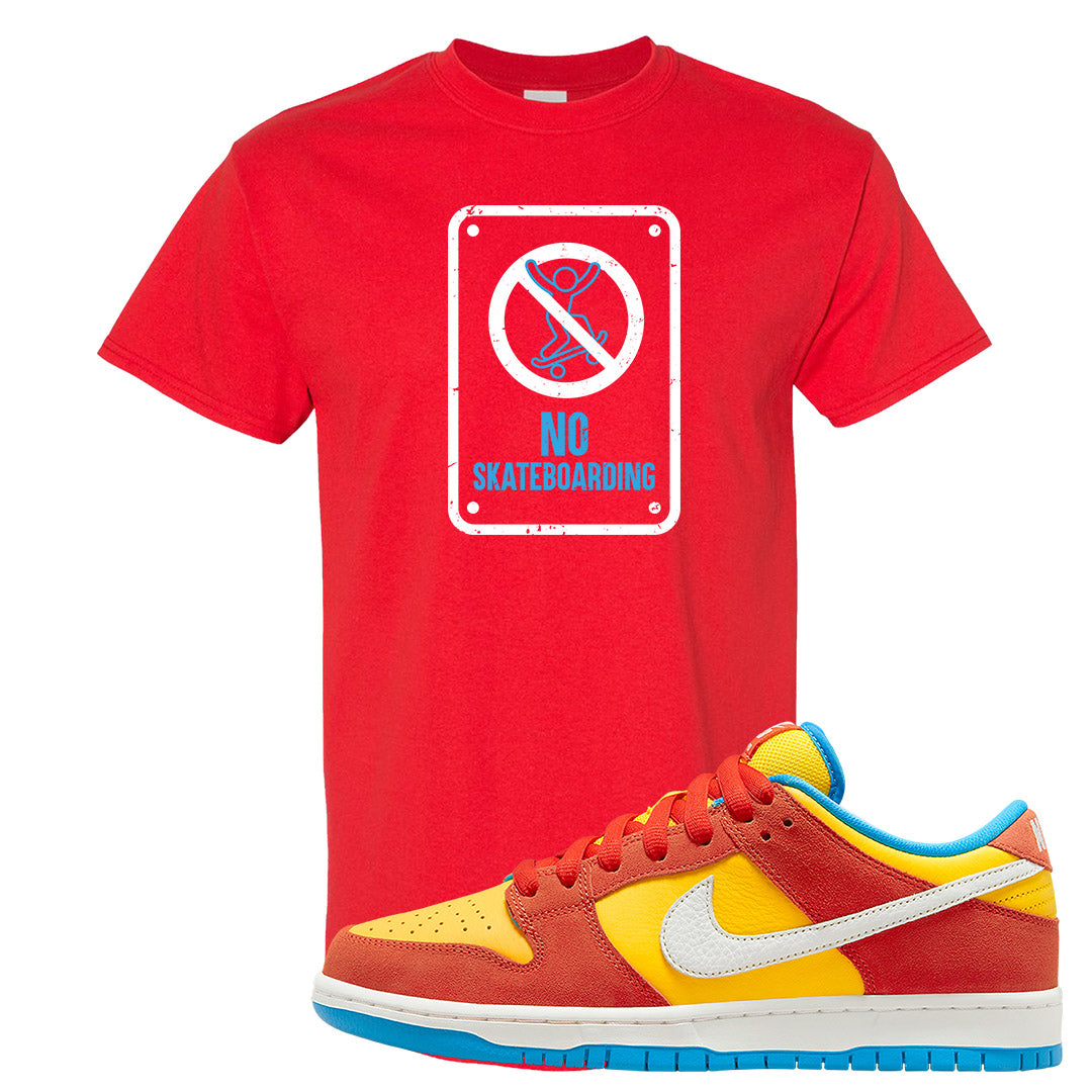 Habanero Red Gold Blue Low Dunks T Shirt | No Skating Sign, Red