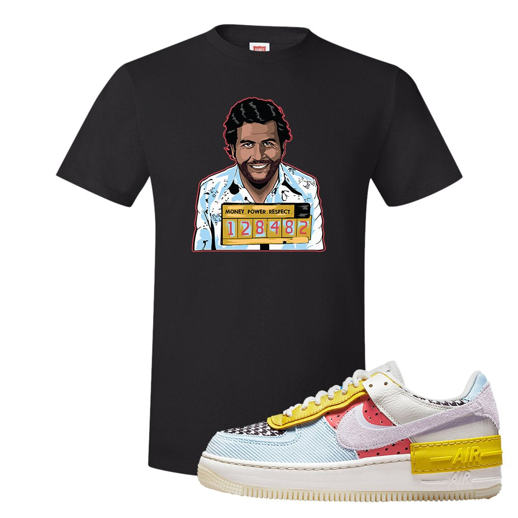 Air Force 1 Shadow Multi-Color T Shirt | Escobar Illustration, Black