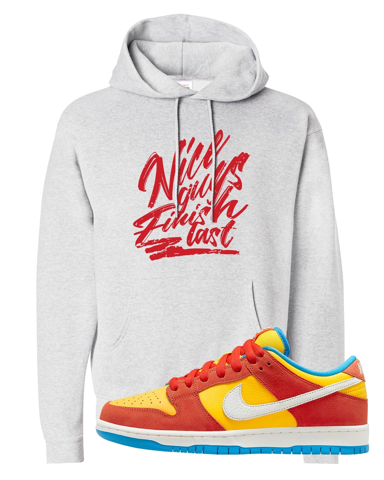 Habanero Red Gold Blue Low Dunks Hoodie | Nice Guys Finish Last, Ash