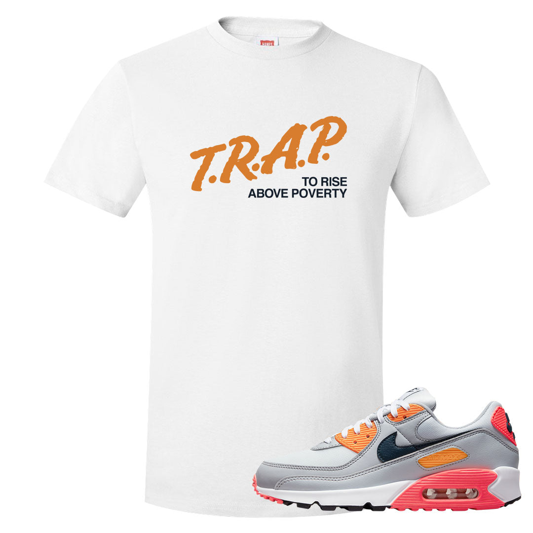 Sunset 90s T Shirt | Trap To Rise Above Poverty, White
