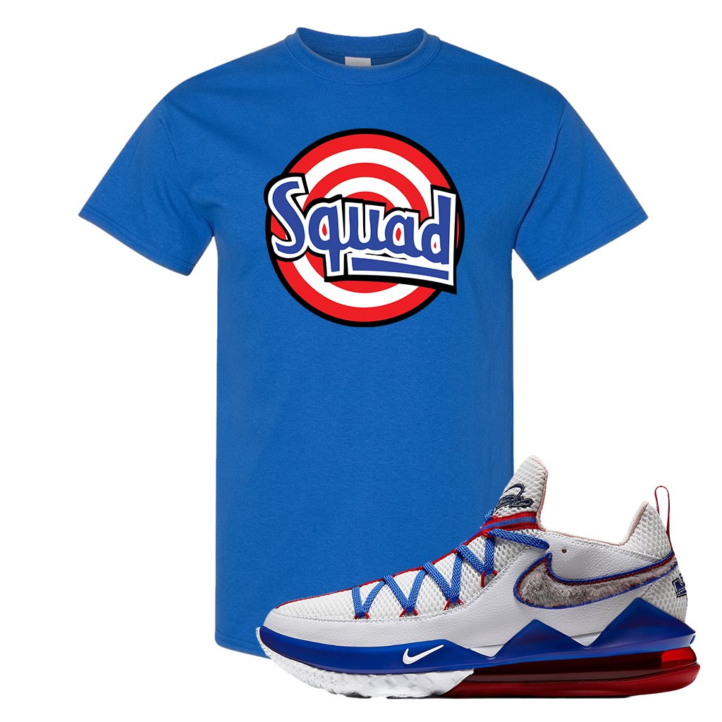 LeBron 17 Low Tune Squad Sneaker Royal Blue T Shirt | Tees to match Nike LeBron 17 Low Tune Squad Shoes | Squad