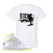 Air Jordan 1 First Class Flight Barcode Leopard White Sneaker Matching T-Shirt