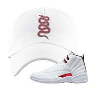 Twist White Red 12s Dad Hat | Coiled Snake, White