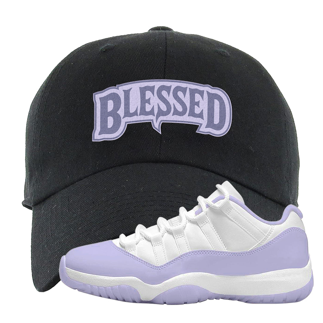 Pure Violet Low 11s Dad Hat | Blessed Arch, Black
