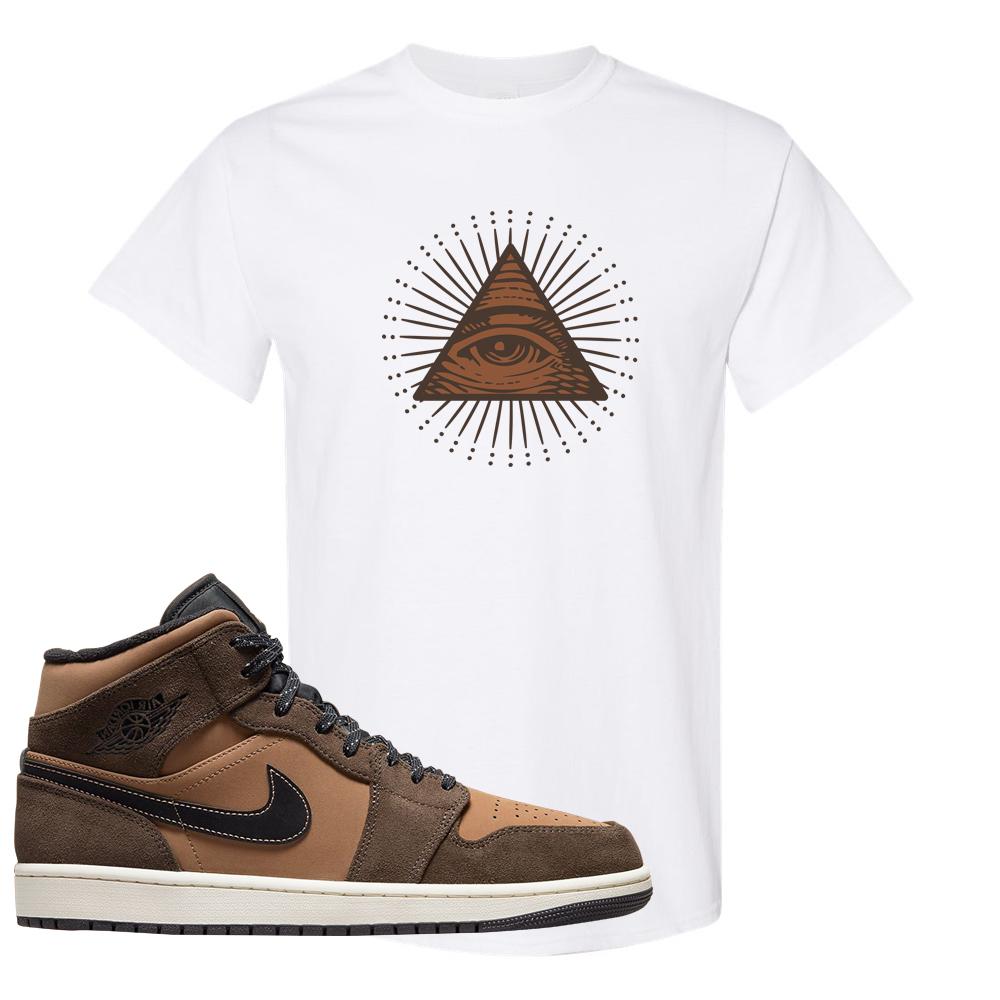 Earthy Brown Mid 1s T Shirt | All Seeing Eye, White