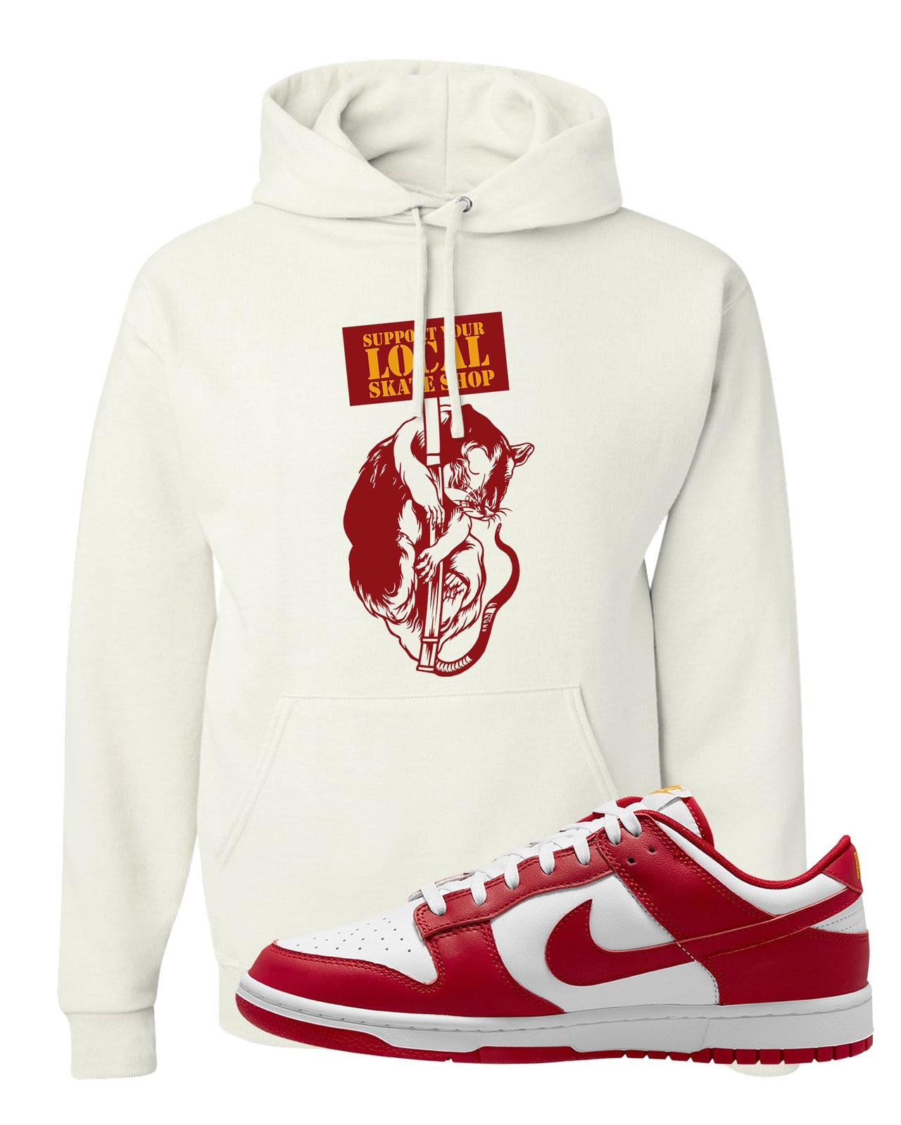 Red White Yellow Low Dunks Hoodie | Support Your Local Skate Shop, White