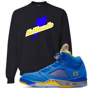 This black and yellow sweater will match great with your Jordan 5 Alternate Laney JSP shoes