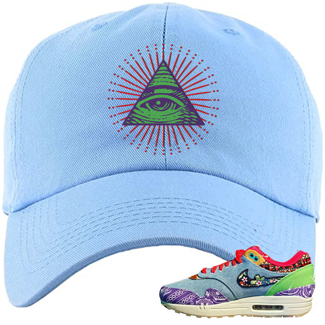 Bandana Paisley Max 1s Dad Hat | All Seeing Eye, Light Blue