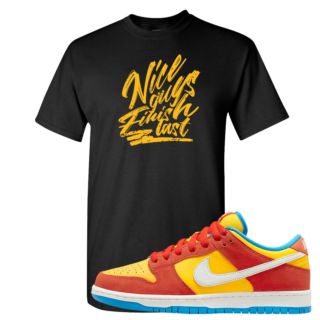 Habanero Red Gold Blue Low Dunks T Shirt | Nice Guys Finish Last, Black