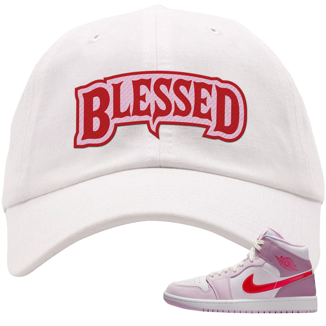 Valentine's Day Mid 1s Dad Hat | Blessed Arch, White