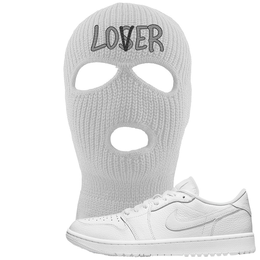 Triple White Golf Low 1s Ski Mask | Lover, White