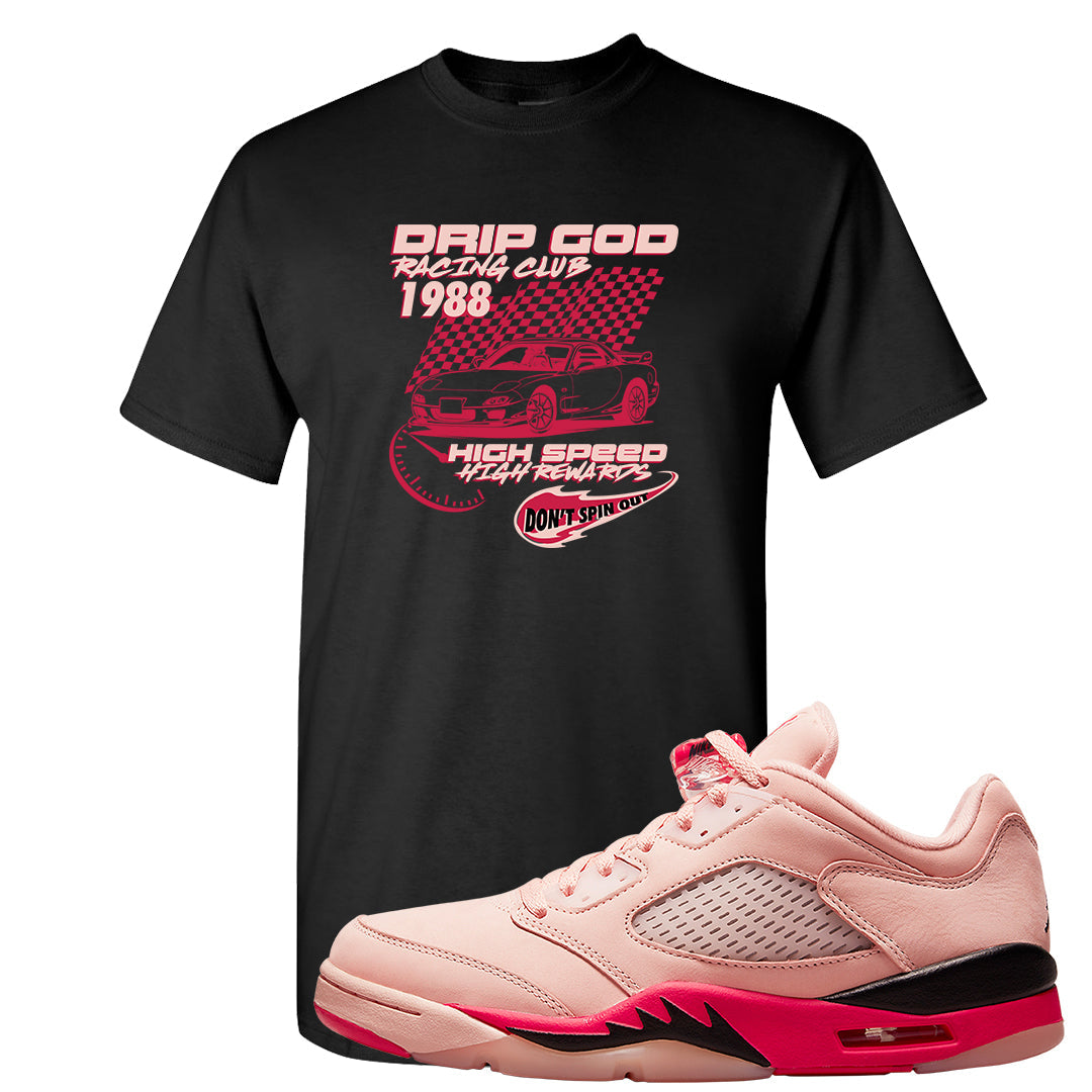 Arctic Pink Low 5s T Shirt | Drip God Racing Club, Black