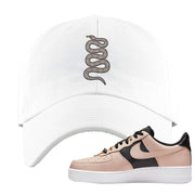 Air Force 1 Low Bling Tan Leather Dad Hat | Coiled Snake, White