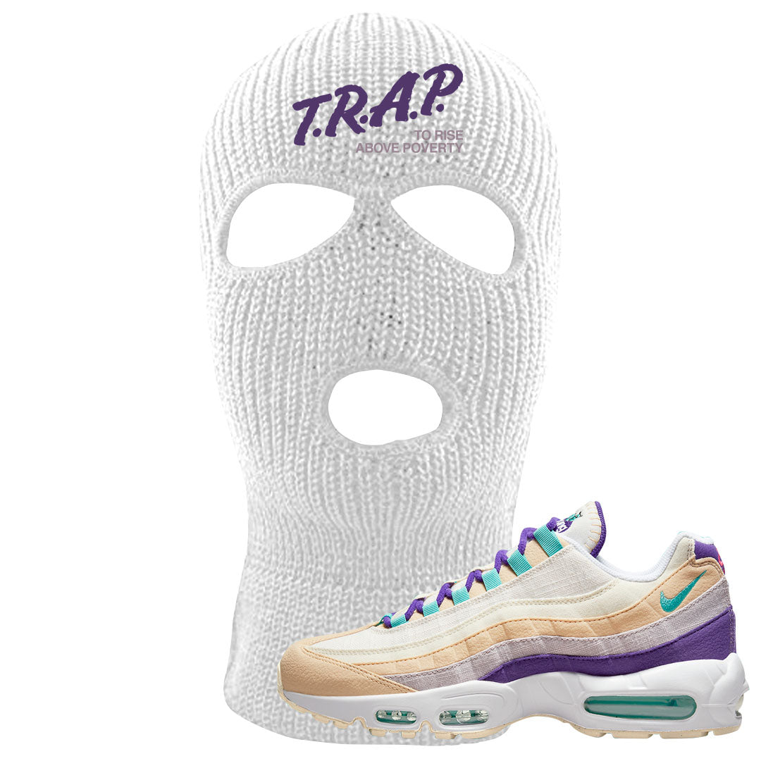 Sprung Natural Purple 95s Ski Mask | Trap To Rise Above Poverty, White