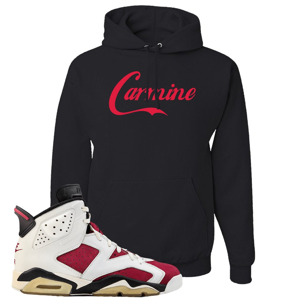 Jordan Jordan 6 Carmine Sneaker Black Pullover Hoodie | Hoodie to match Nike Air Jordan 6 Carmine Shoes | Carmine Script