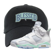 Mint Foam 6s Dad Hat | Blessed Arch, Black