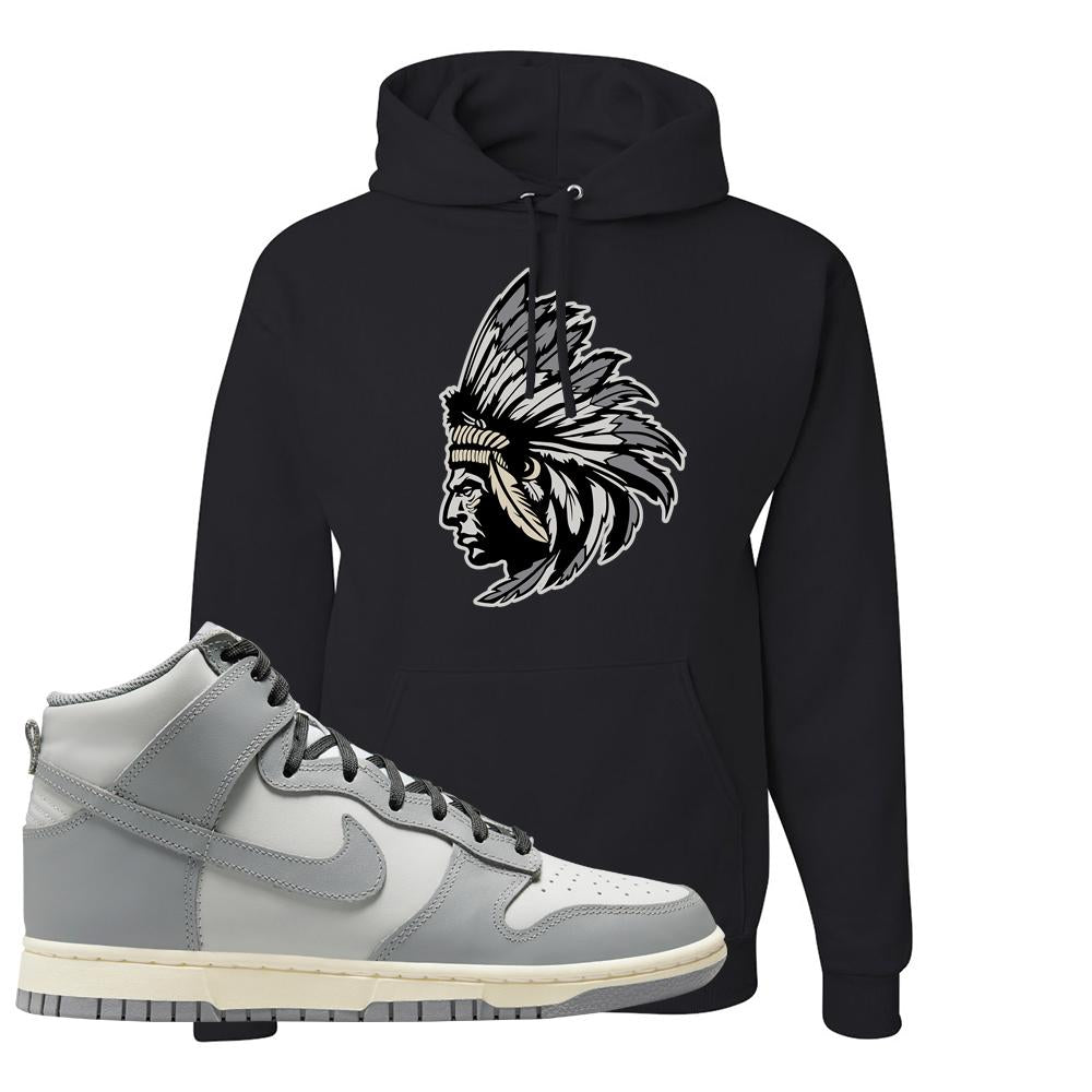 Aged Greyscale High Dunks Hoodie | Indian Chief, Black