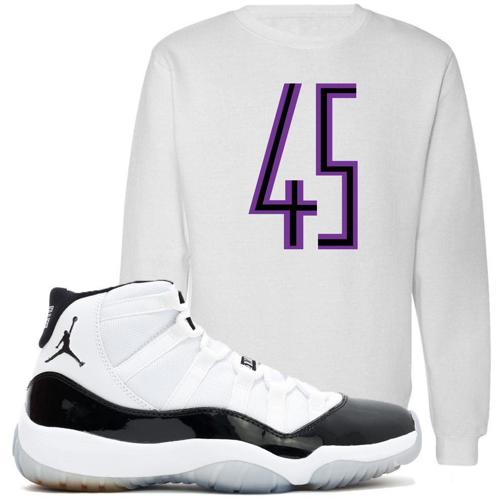 Match the Jordan 11 Concords with this Concord 11 sneaker matching white crewneck
