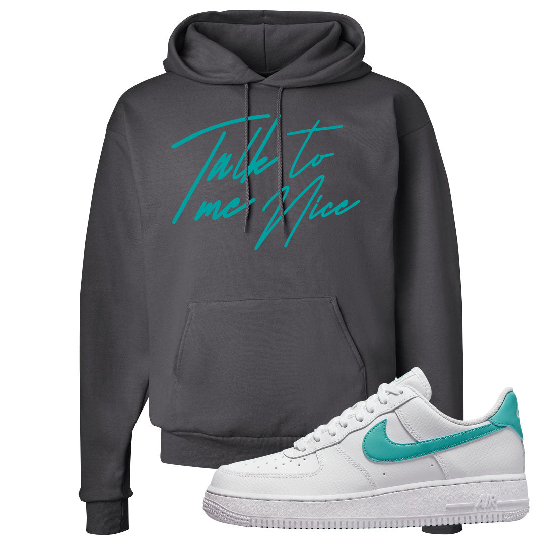 Washed Teal Low 1s Hoodie | Talk To Me Nice, Smoke Grey