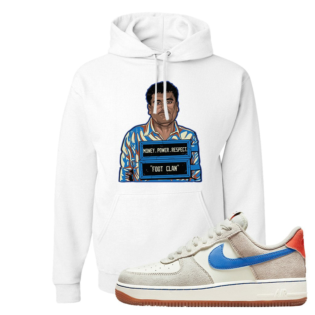 First Use Low 1s Suede Hoodie | El Chapo Illustration, White