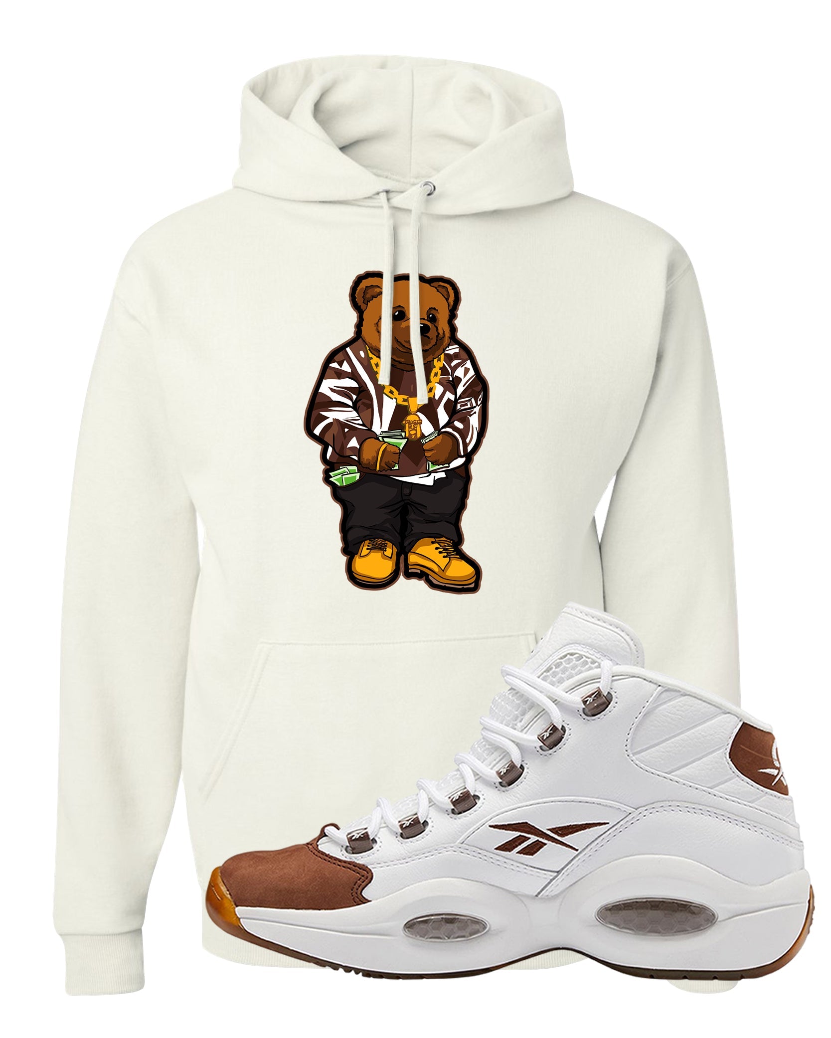 Mocha Question Mids Hoodie | Sweater Bear, White