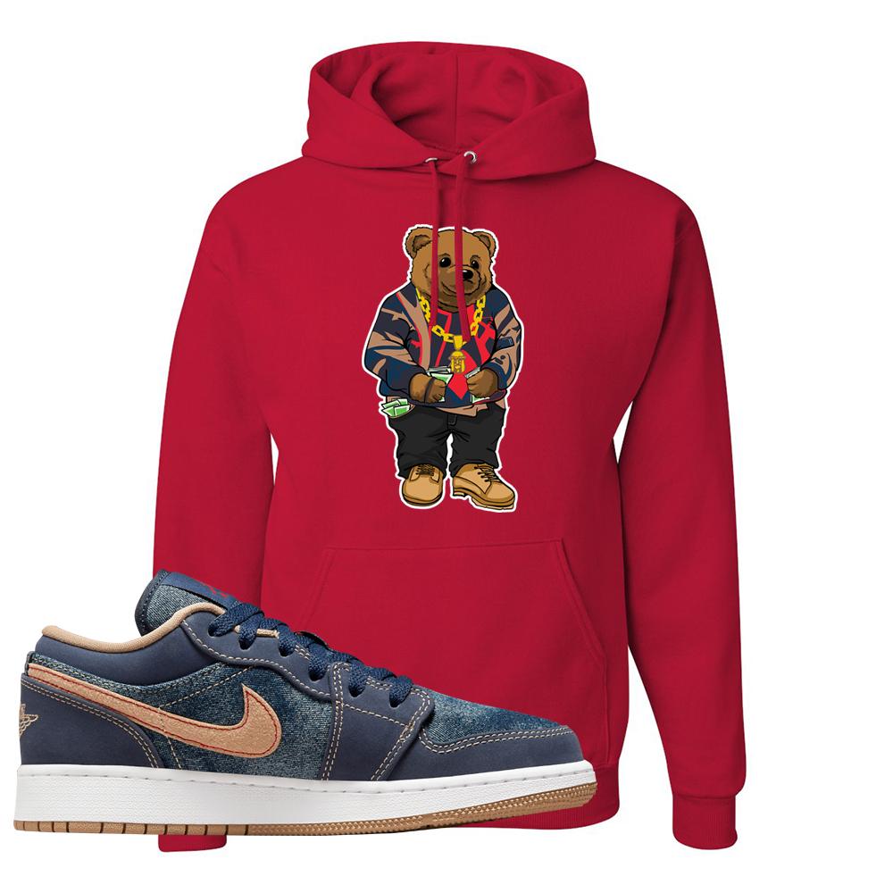 Denim Gum Bottom Low 1s Hoodie | Sweater Bear, Red