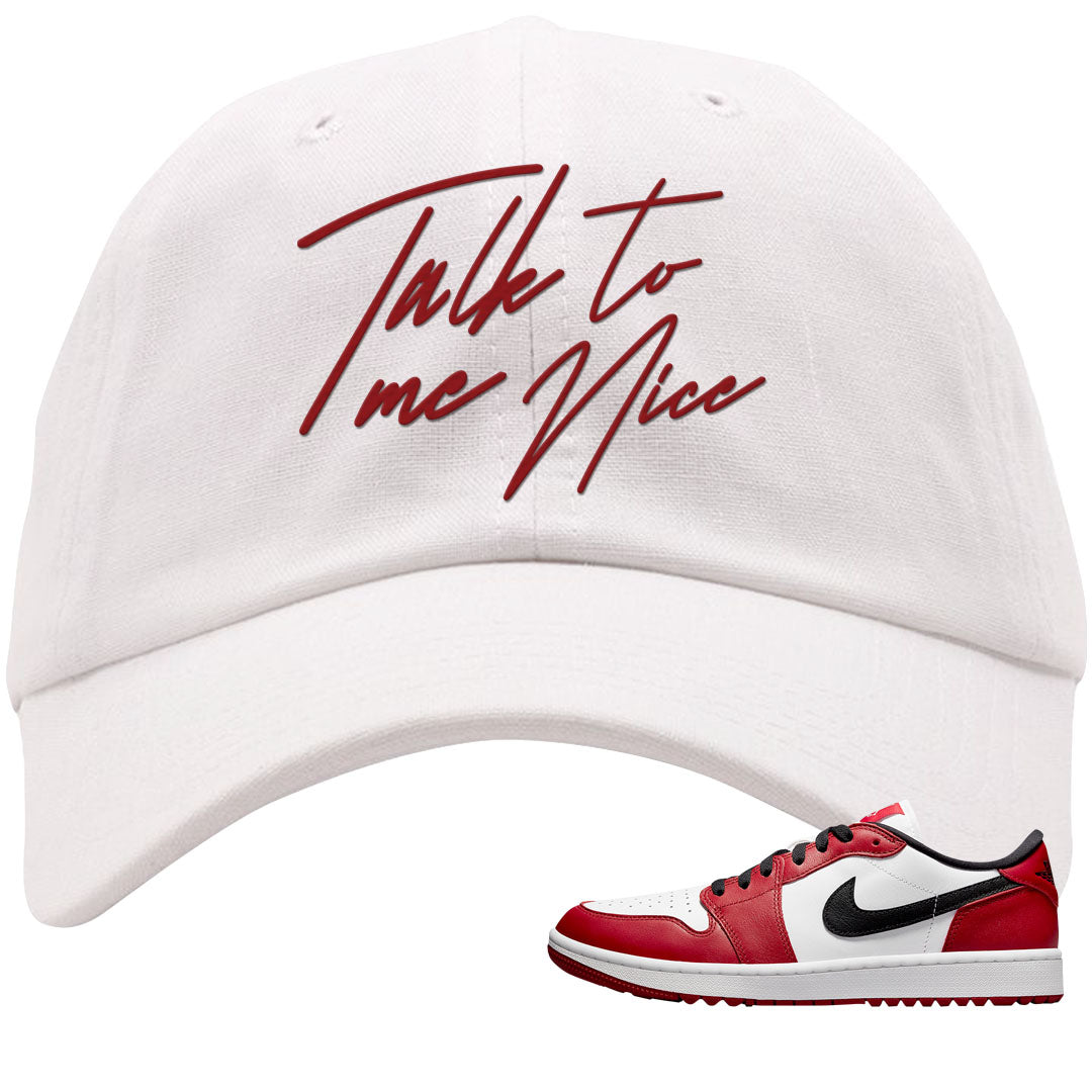 Chicago Golf Low 1s Dad Hat | Talk To Me Nice, White