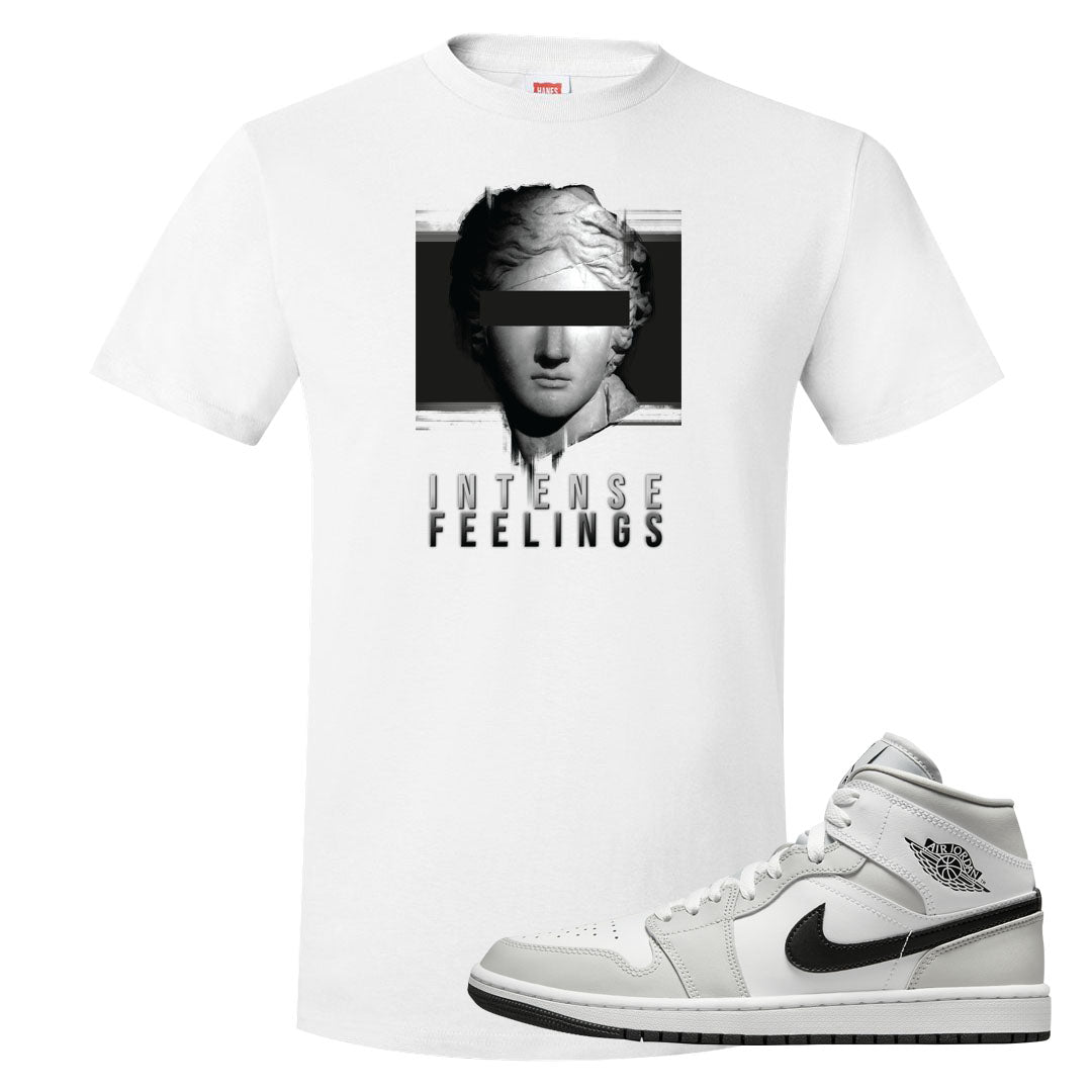 Light Smoke Grey Mid 1s T Shirt | Intense Feelings, White