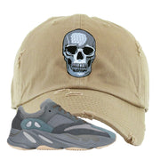 Yeezy Boost 700 Teal Blue Skull Khaki Sneaker Hook Up Distressed Dad Hat