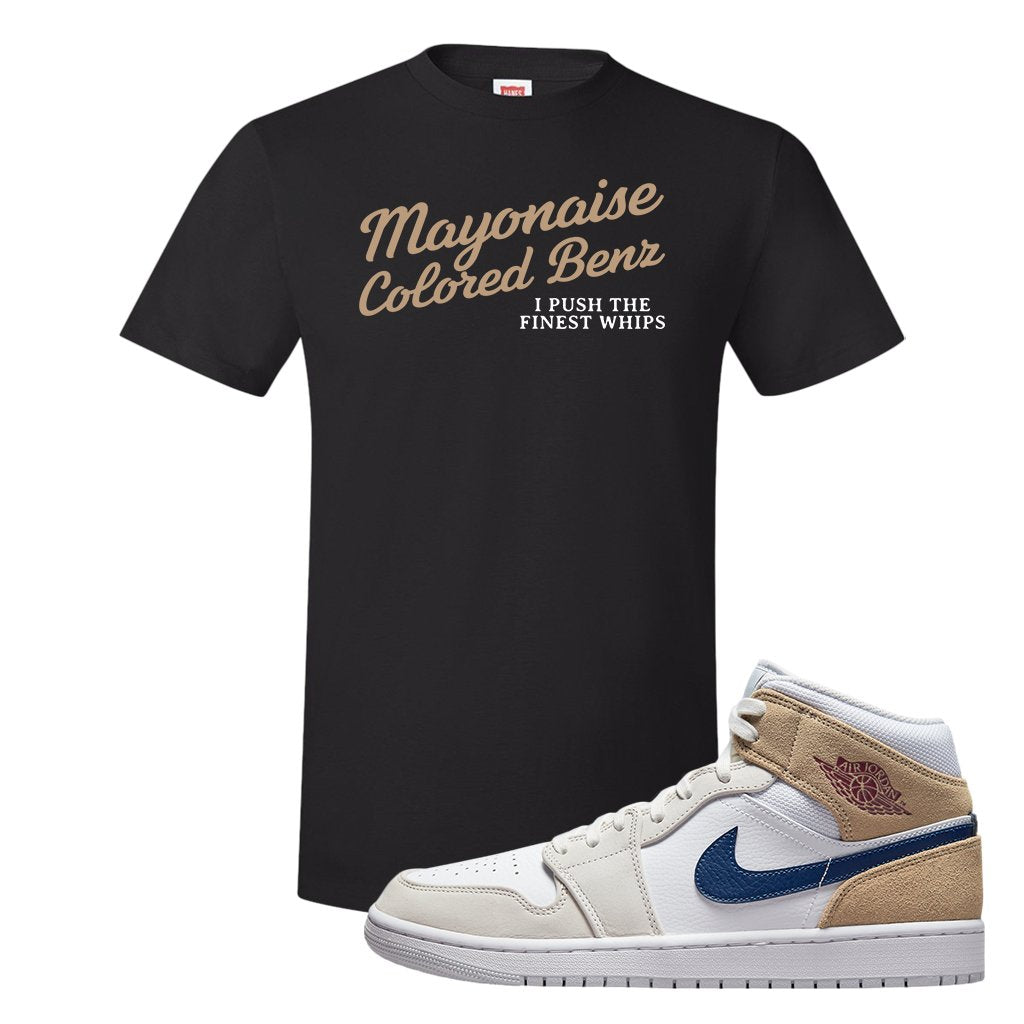 White Tan Navy 1s T Shirt | Mayonaise Colored Benz, Black