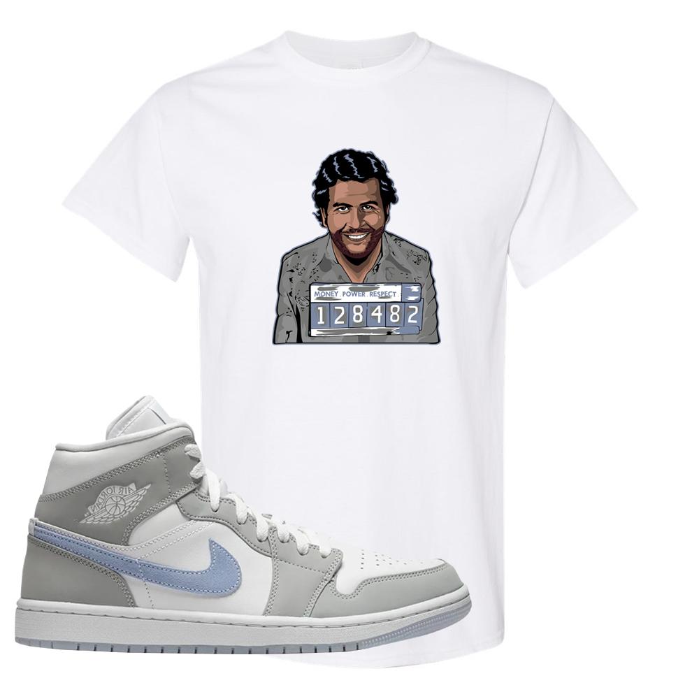 Wolf Grey Mid 1s T Shirt | Escobar Illustration, White