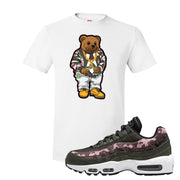 Olive Pink Camo 95s T Shirt | Sweater Bear, White