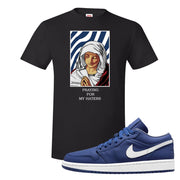 WMNS Dusty Blue Low 1s T Shirt | God Told Me, Black