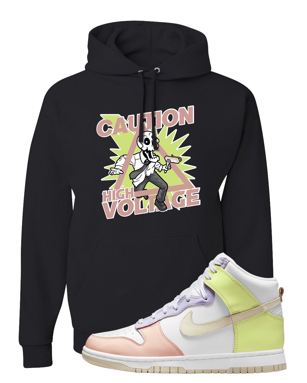 Cashmere High Dunks Hoodie | Caution High Voltage, Black