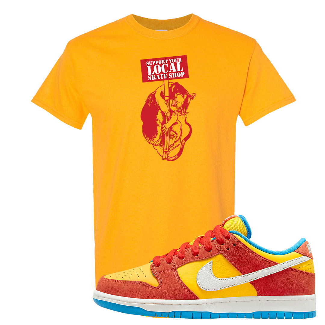 Habanero Red Gold Blue Low Dunks T Shirt | Support Your Local Skate Shop, Gold