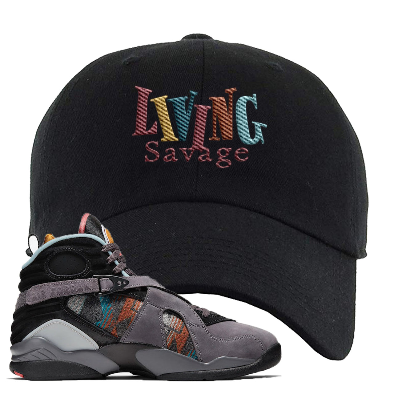 Jordan 8 N7 Pendleton Living Savage Black Sneaker Hook Up Dad Hat