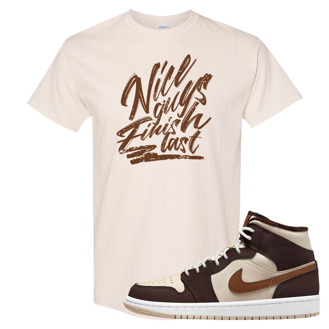 Brown Fleece Mid 1s T Shirt | Nice Guys Finish Last, Natural