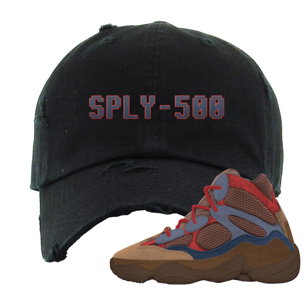 Yeezy 500 High Sumac Distressed Dad Hat | Sply-500, Black