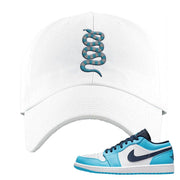 Air Jordan 1 Low UNC Dad Hat | Coiled Snake, White