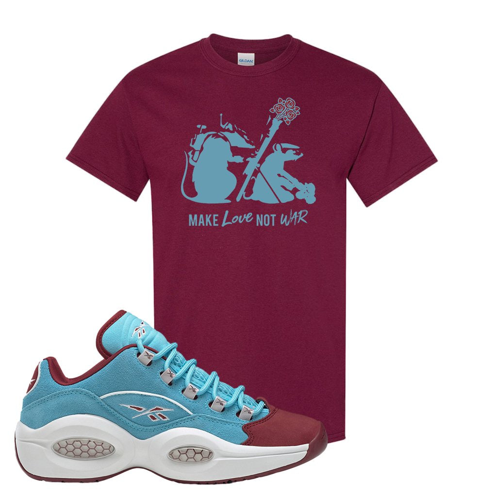 Maroon Light Blue Question Lows T Shirt | Army Rats, Maroon