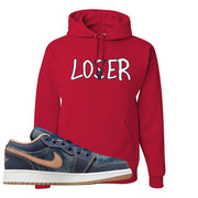 Denim Gum Bottom Low 1s Hoodie | Lover, Red