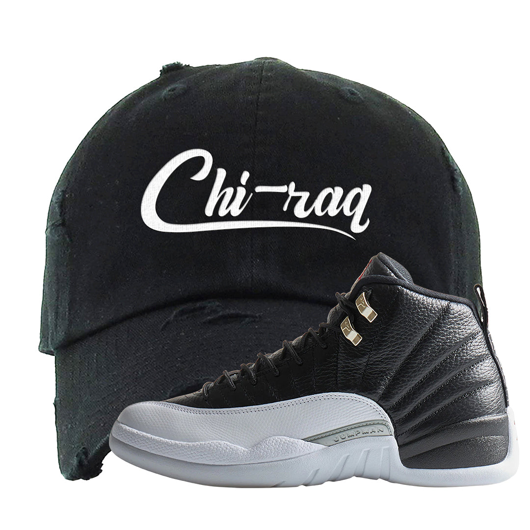 Playoff 12s Distressed Dad Hat | Chiraq, Black