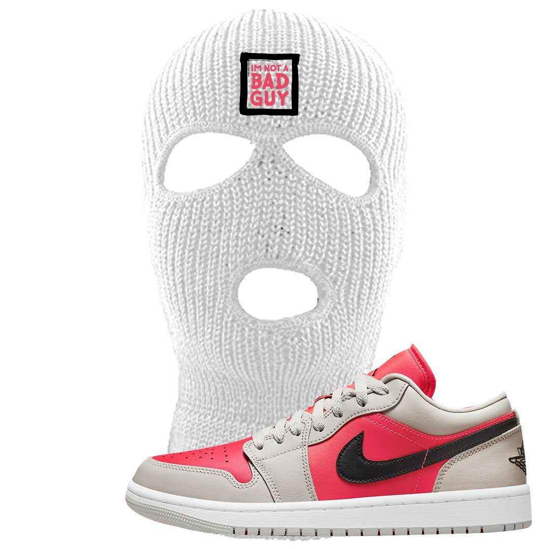 Light Iron Ore Low 1s Ski Mask | I'm Not A Bad Guy, White