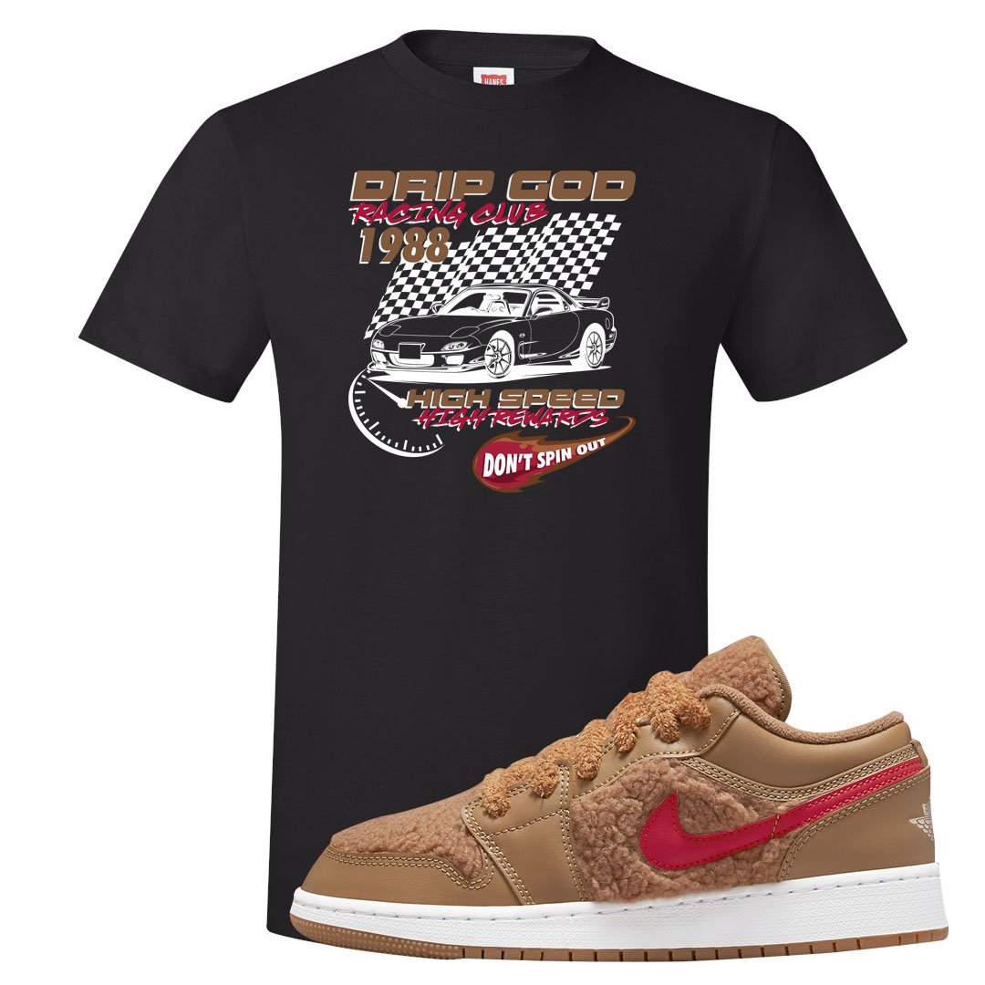 Teddy Bear Low 1s T Shirt | Drip God Racing Club, Black