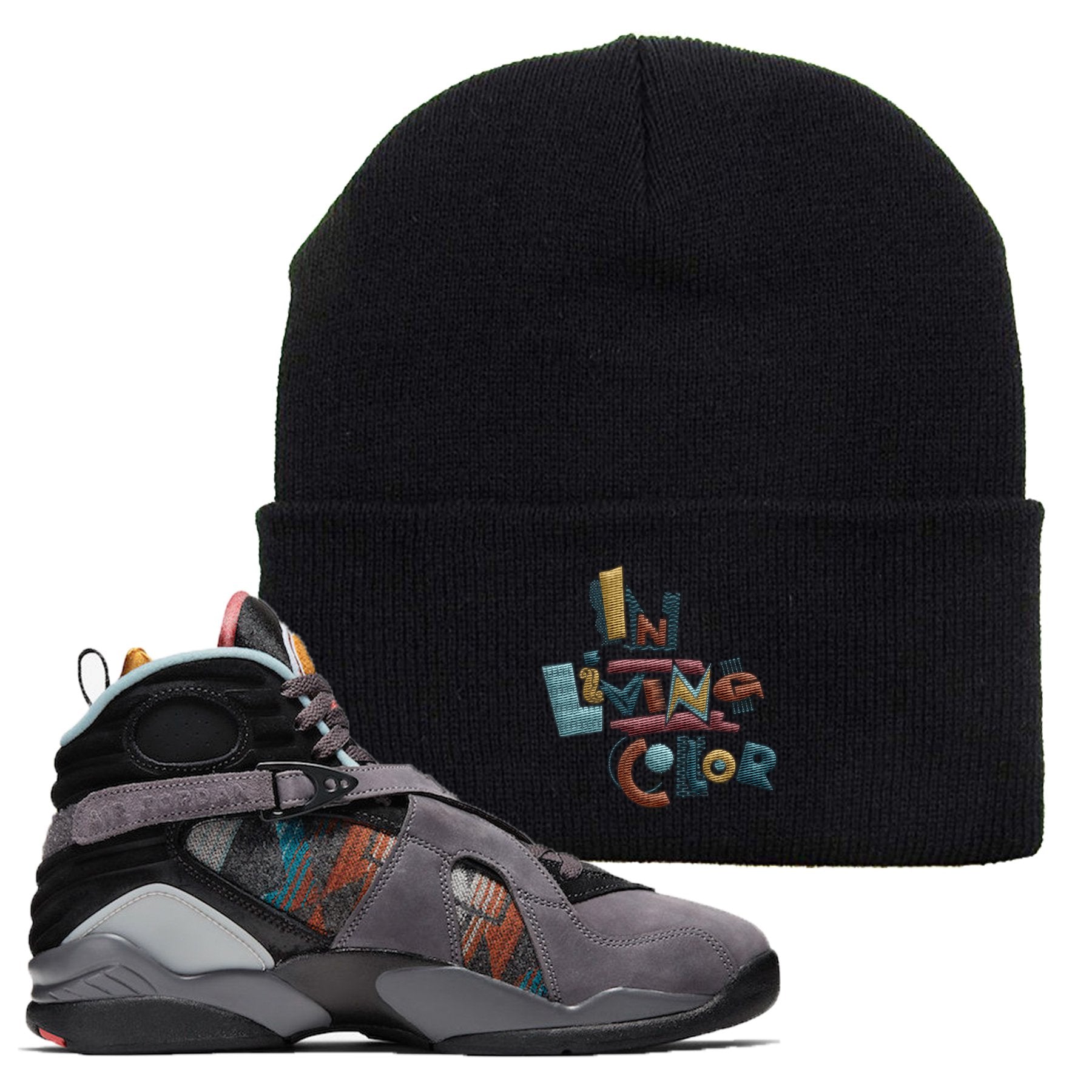 Jordan 8 N7 Pendleton In Living Color Black Sneaker Hook Up Beanie