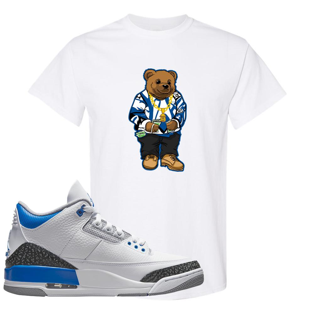 Racer Blue 3s T Shirt | Sweater Bear, White