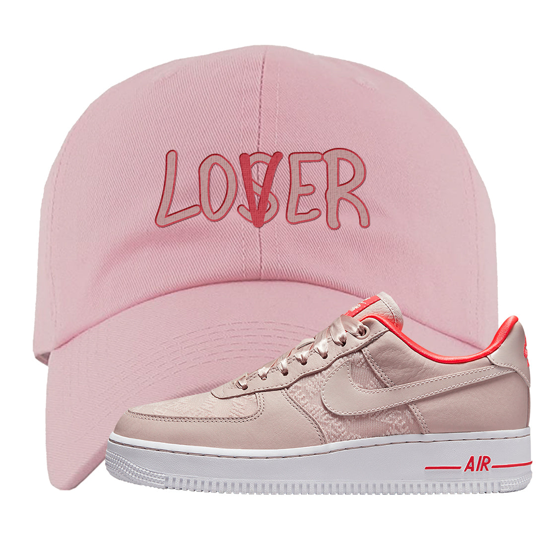 Satin Rose Gold Low AF1s Dad Hat | Lover, Light Pink